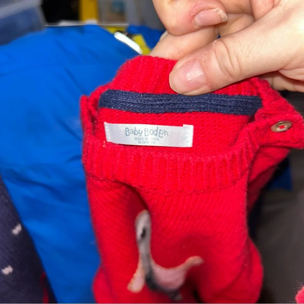 Baby Boden Red Sweater with Animal Design